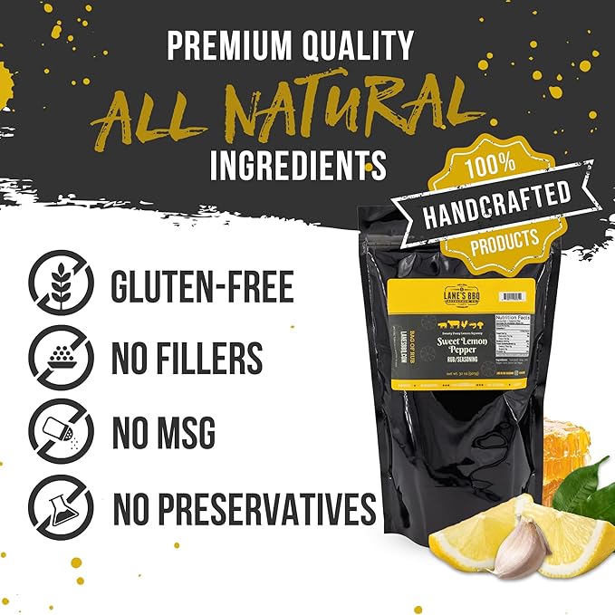Lane's Sweet Lemon Pepper Seasoning, All-Natural Lemon Seasoning Blend with Citrus, Lemon Pepper Powder, and Honey, Made in USA, 2 Lbs