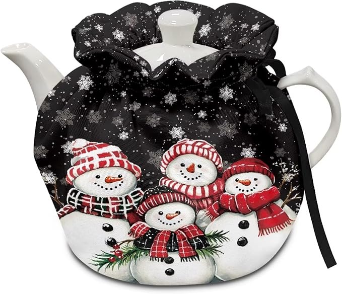 Snowman Family Cozy for Teapot Insulated for Home Decorative Christmas Tea Pot Cozy for Keeping Warm Teapot Cover Breakfast Warmer Kettle Cover for Housewife,Friend,Mom