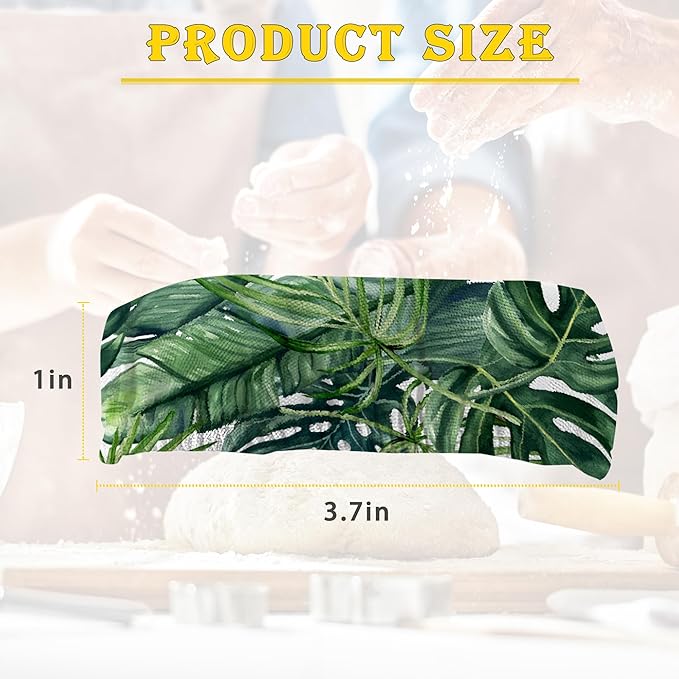Sourdough Starter Cloth Covers Jars, Tropical Leaves Palm Or Kombucha Kefir Fermentation Cheese Fabric Lids,Gifts for Women Baker Fit Jars Mouth from 3-4 inch, 5 Pack