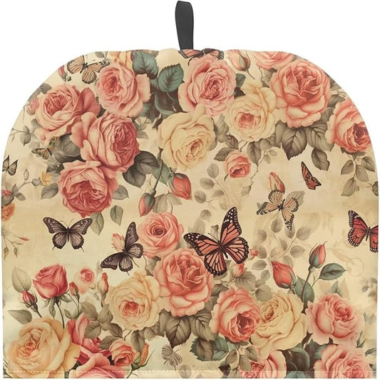 Hudotybom Vintage Floral Tea Cozy for Teapot Insulated Large Teapot Cover to Keep Warm Tea Kettle Cover Machine Washable Coffee Pot Cloth Covers Kitchen Home Decorations for Housewife Mom
