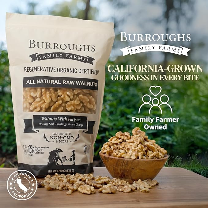 Organic Raw Walnuts Halves & Pieces ??Unpasteurized, Regeneratively Grown in California ??Whole, Fresh, Unsalted ??Plant-Based Omega-3s