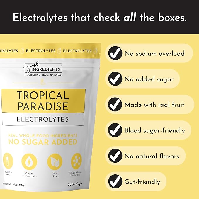 Tropical Paradise Electrolytes ??30-Serving Hydration Drink Mix with Coconut Water & Trace Minerals ??No Sugar Added, ??Pineapple Coconut Flavor