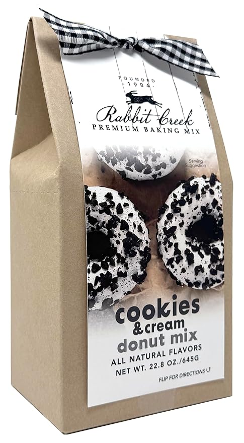 Rabbit Creek Cookies and Cream Donuts Mix ??With Vanilla Icing Glaze and Crushed Cookies Included ??Baked Donuts, Not Fried ??Donut Baking Mix