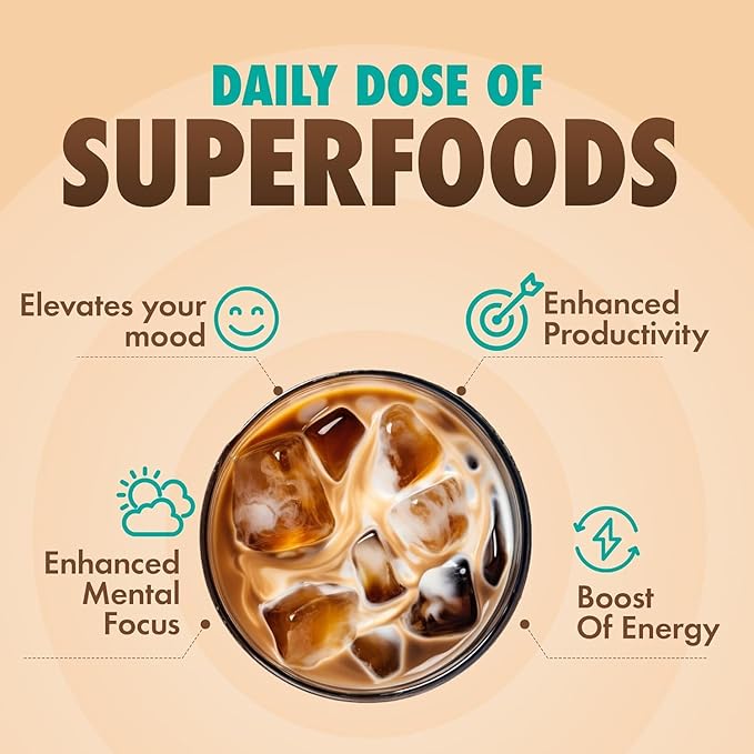 Sollo Brain Power Instant Coffee Sticks (24 Servings) Cinnamon Notes - Dark Roast, Enhanced Brain Function & Immune Support, Focus, Bold & Smooth Taste, 100% Arabica Freeze Dry.