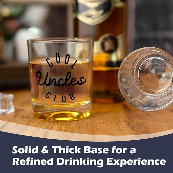 Funny Uncle Whiskey Glasses 10 oz, Uncle Gifts for Birthday Christmas from Niece Nephew, Cool Uncles Club Old Fashioned Rocks Glasses for Drinking Scotch Bourbon Cocktail Liquor Vodka
