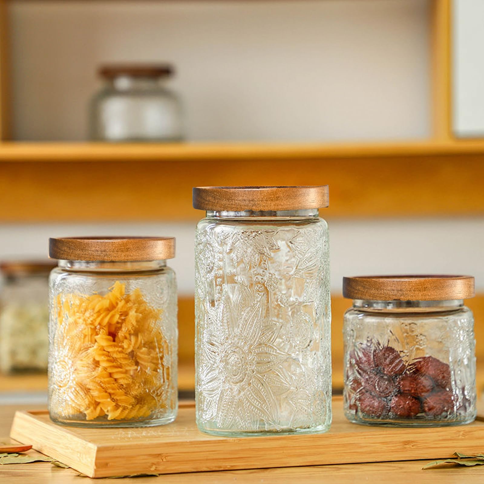 Adodeen 32oz Vintage Glass Jars With Lids, Airtight Food Storage Containers, Kitchen Canisters For