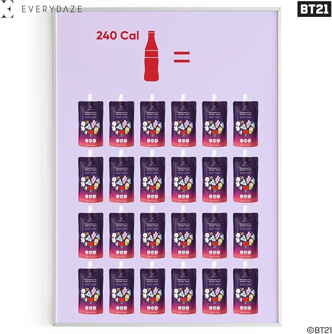 EVERYDAZE BT21 Essential C?셲 Konjac Jelly | Lychee | Vegan Collagen Peptides and Vitamin C | Gluten Free, Sugar Free, Low Calorie | Healthy Drinkable Fruit Snack | 10 Pack Box Food Drink Pouch