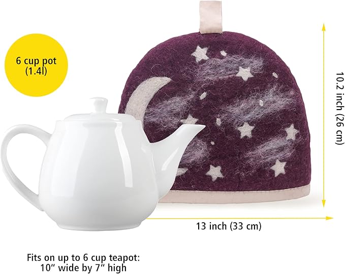 Glaciart One Wool Teapot Cozy Kettle Cover | Dome Shaped Large Tea Cosy, Kettle or French Press | Handmade & Needle Felted from Natural Wool | Warms Up to 2 Hours | Great as Gift
