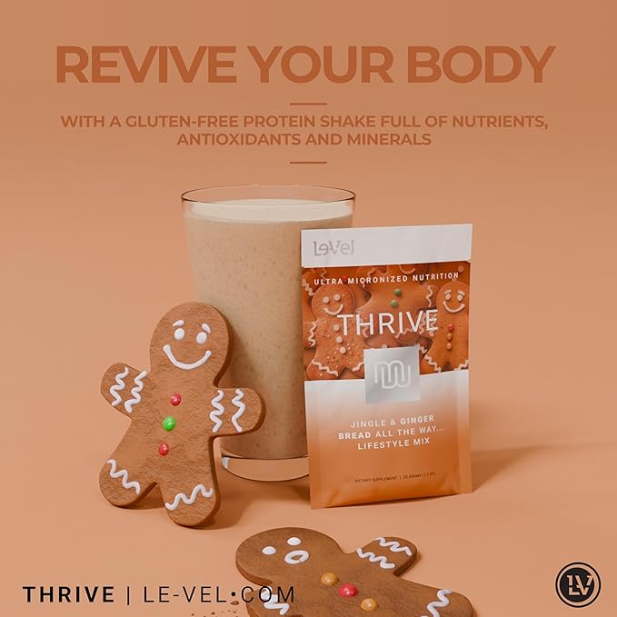 Thrive Protein Shake | 16 Packets (35g Each) | Gluten-Free, Pea Protein Blend, Probiotics, Fiber & Digestive Enzymes | Supports Lean Muscle (16 Packets (Single Servings), Ginger Bread)