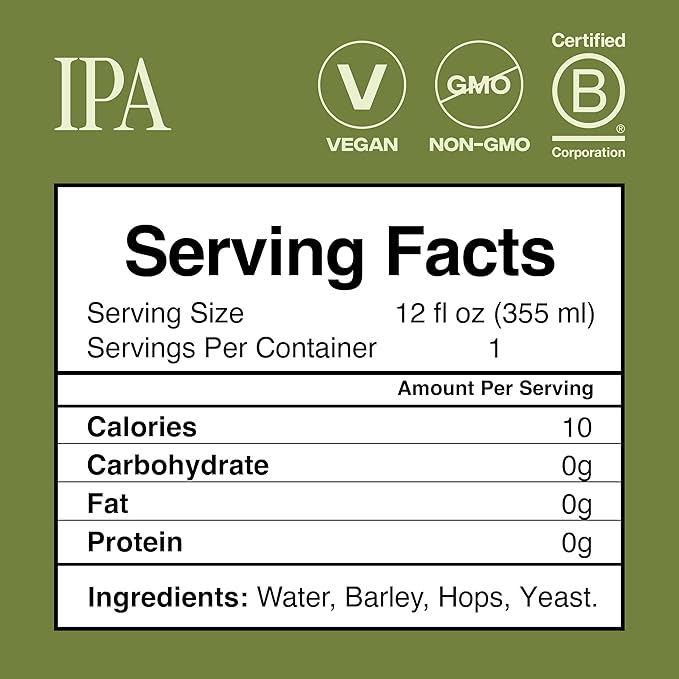 Partake Brewing Craft Non Alcoholic Beer, IPA 12 Pack x 12 Fl Oz Cans - Low Calorie & Carb, No Sugar, All Natural Ingredients - Award-Winning Taste, Non Alcoholic Beer Without the Empty Calories