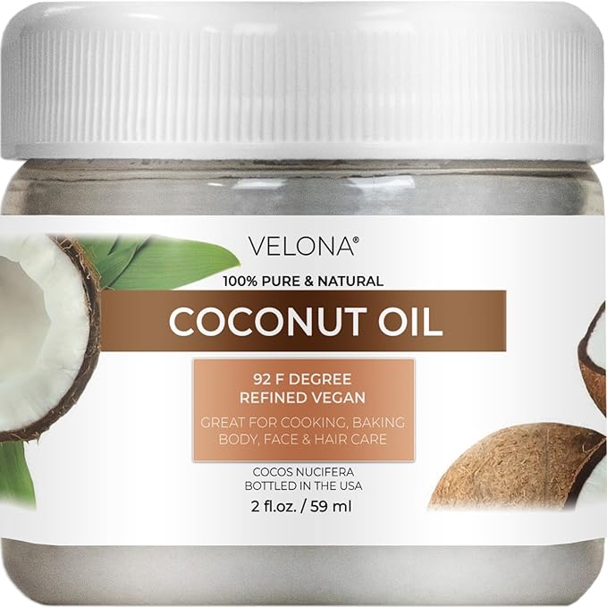 velona Coconut Oil 92 Degree 2 fl oz | 100% Pure and Natural Carrier Oil | in jar | Refined, Cold pressed | Skin, Face, Body, Hair Care | Use Today - Enjoy Results