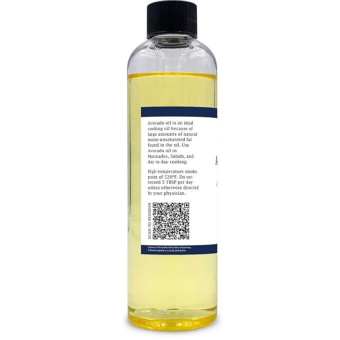 Zatural 100% Avocado Oil Pure Natural without Additives, Clean, Cold Pressed, Non-GMO, Vegan: For Cooking, Frying, Baking and for Sauces, Dressings, Marinades, Salads (8 Ounce)