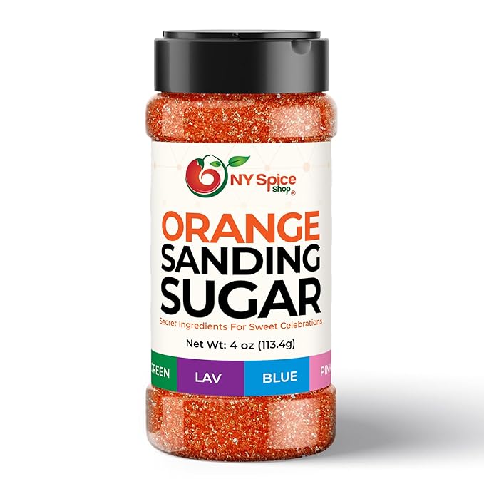 NY Spice Shop Orange Sanding Sugar - 4 Ounce Sweet Colorful Edible Sprinkles For Candy Dish - Sugar Sprinkles For Cake Decorating Basket & Dishes