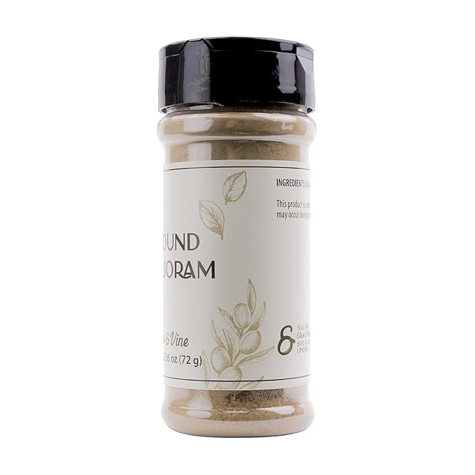 Olive & Vine Ground Marjoram, Earthy & Sweet, Seasoning for Soups, Stews, and Roasts, With Rich Tradition, Authentic Taste, For Global Recipes (2.56 Ounce)
