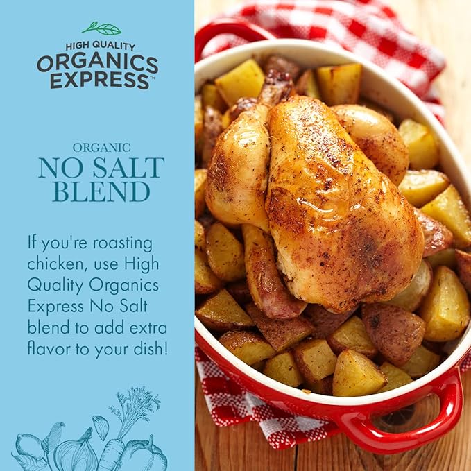 No Salt All Purpose Organic Seasoning, 100% Sodium Free, No MSG, For Vegetables, Chicken, Fish, Salads, Eggs, Rice, Pasta - Non GMO, Kosher, Great Value 1 Lb