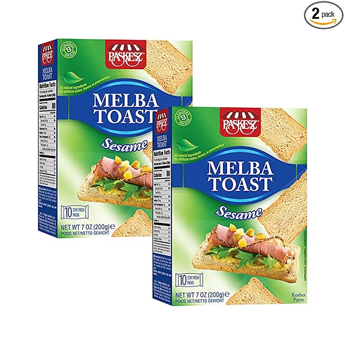 Only Kosher Candy Melba Toast Flatbread Crackers Classic Sesame Kosher Parve with No Artificial Flavor, Fresh Natural Ingredients, Kosher Certified Delicious Snack Crackers (Pack of 2)