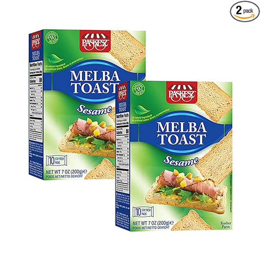 Only Kosher Candy Melba Toast Flatbread Crackers Classic Sesame Kosher Parve with No Artificial Flavor, Fresh Natural Ingredients, Kosher Certified Delicious Snack Crackers (Pack of 2)
