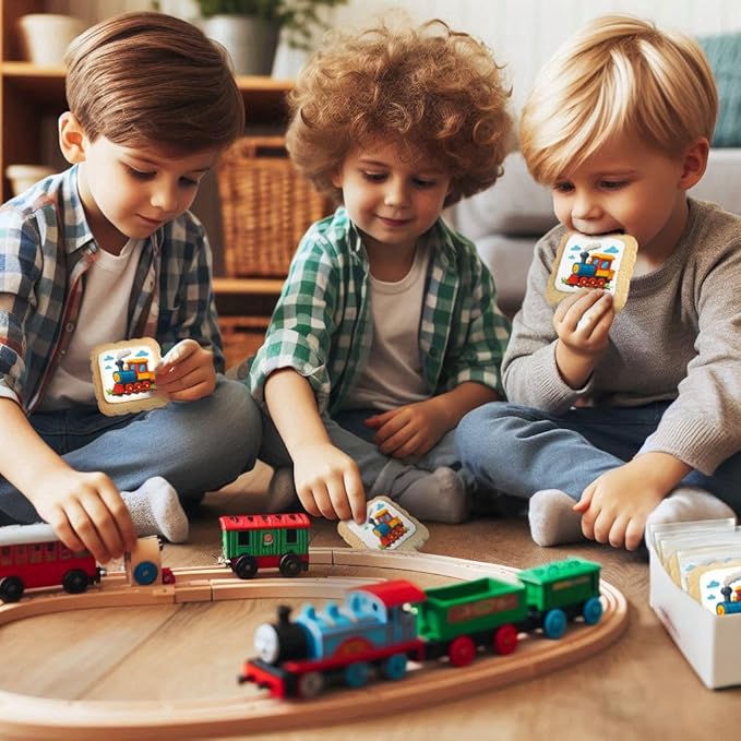Train Cookies Choo Choo Train Theme Party Favors | Individually Wrapped 24 Pack Themed Cookies | Transportation Vehicles | Birthday Baby Shower Kids Adults Treats
