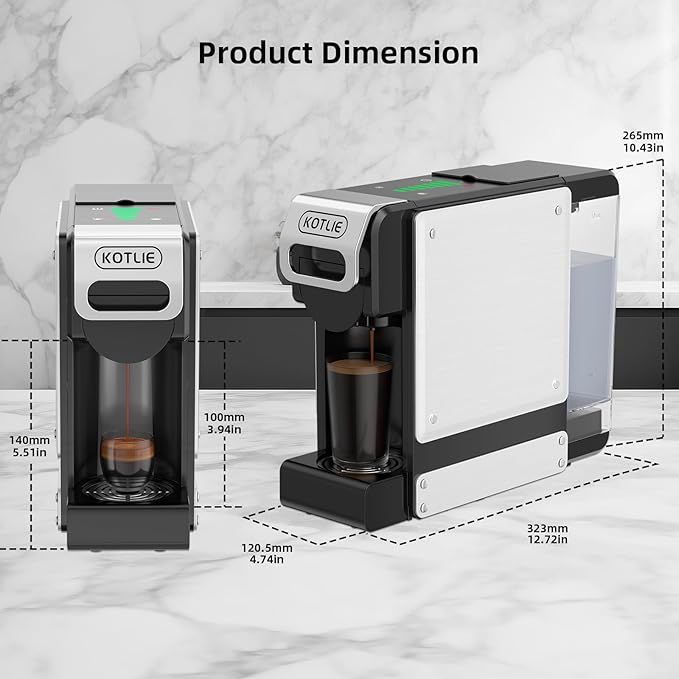 KOTLIE ST-550 Single Serve Coffee Maker, Espresso Capsule Coffee Maker for K*cup capsule/Ne*s Original/Dol*e Gu*to and Ground Coffee, 19Bar, 1L, Compact竊뉰lackç«?,<div>