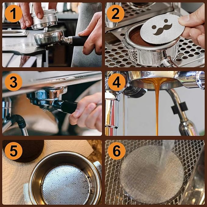 53.5mm Espresso Puck Screen 3-Pack, Lower Shower Screen, Metal Coffee Reusable Filter for 54mm Espresso Portafilter Basket, 1.7 Thickness(Cute Face)