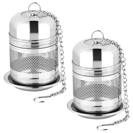 Fri4Free 2PCS Fine Mesh Stainless Steel Tea Infusers with Chain Hook & Lid