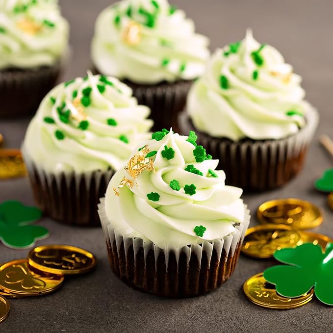 St. Patricks Day Sprinkles - 1.7 Lb - Green Shamrock Sprinkles - Clover Cupcake Toppings - Bulk Shamrock Shaped Quins For Cookies, Cake Decorating