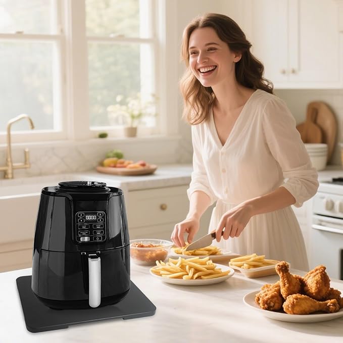 360째 Rolling Tray Bamboo Appliance Slider for Kitchen Appliances, Coffee Maker Mat Tray for Countertops Sliding Tray for Coffee Maker Appliances Mat Easily from Under The Cabinet Black 11.6횞13.9
