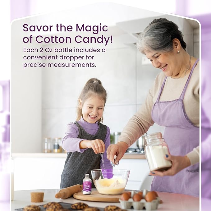 Palm and Plenty Cotton Candy Extract - Flavoring for Candy, Baking, and Drinks - Food-Grade Oil for Baked Goods, Desserts, Frostings, and Fillings, Keto-Friendly - 2 Oz Plastic Dropper Bottle - Made in USA