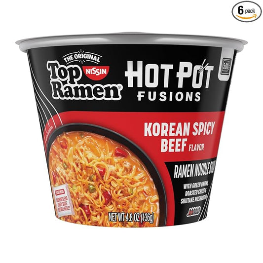 Top Ramen Hot Pot Fusions Korean Spicy Beef, 4.8 Ounce (Pack of 6)