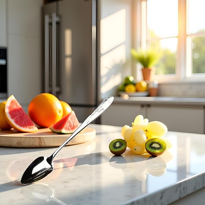 Silver Grapefruit Spoons, Stainless Steel Grapefruit Spoon, Chef Craft Serrated Grapefruit Spoon For Cirtrus Fruits, Kiwi, Salad, And Desserts, Grapefruit Utensils