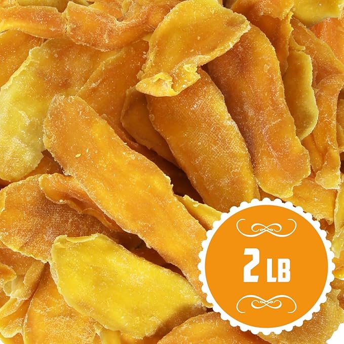 Dried Mango Slices - Soft & Juicy Sweet Dried Mango Slices Healthy Snack Delicious Texture, Chewy Ripened Mangos Dried Fruits with Natural Tangy Sweetness of Fresh Mangoes, Natural Source of Vitamin C and Fiber 2 Pound