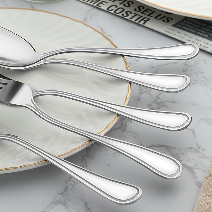 BEWOS 24-Piece Teaspoons - Tea Spoons/Coffee Spoon, 6.3-Inch Stainless Steel Silverware, Teaspoons Silverware, Small Spoons,Spoon for Hot Tea, Teaspoon Mirror Polished & Dishwasher Safe