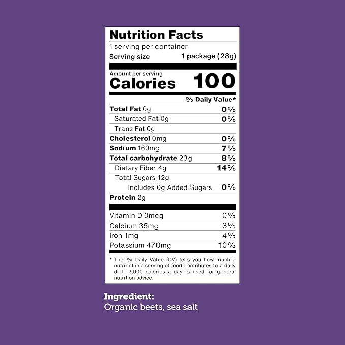Baked Organic Beet Chips by GOOD CHIPS! 100% Natural, Oil Free, Only Two Ingredients: Organic Beets and Sea Salt. 1 oz Bags, Pack of 8
