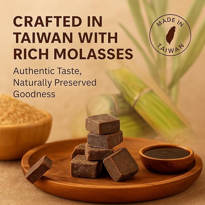 FOODHO GABA Joy Cubes Brown Sugar Cubes - Natural Dark Muscovado Sugar | Old Fashioned Pure Cane Sugar | Rich Nutrients for Good Sleep | Perfect for Tea, Coffee, Milk | No Preservatives