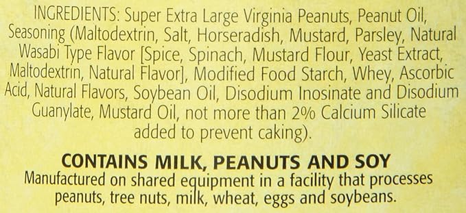 The Peanut Shop of Williamsburg Wasabi Spiced Virginia Peanuts, Extra Large Salted Williamsburg Va Peanuts with Japanese Horseradish, Kosher Certified - 10.5 Oz Tin