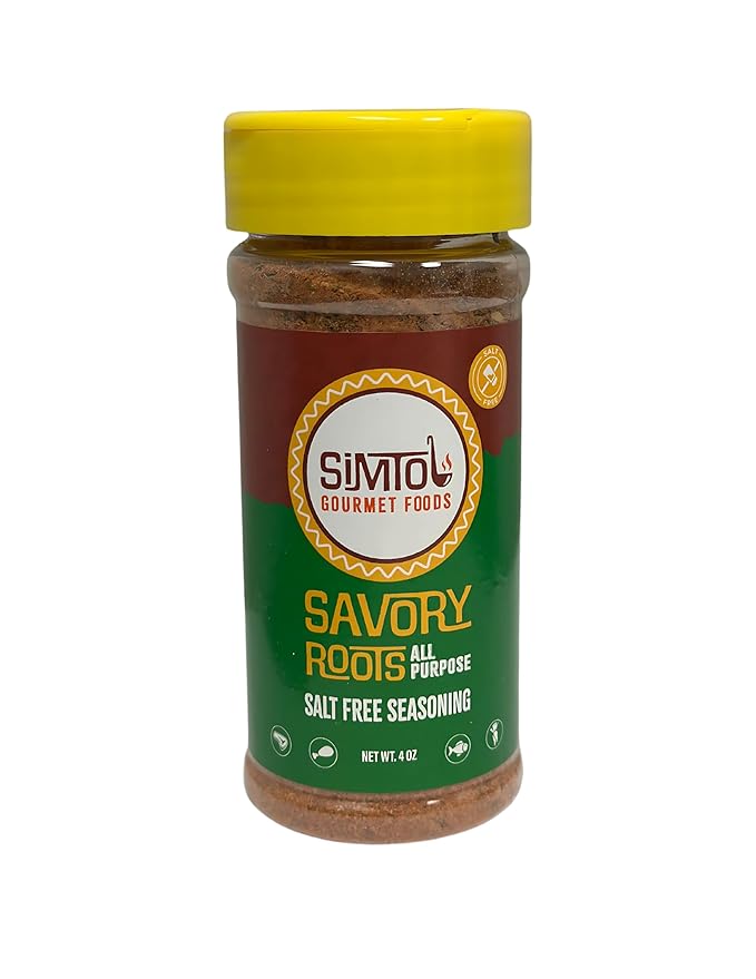 Simtol Foods Savory Roots All Purpose Salt Free Seasoning ??Premium Sodium-Free Seasoning Blend for Meat, Veggies, Soups & More ??Bold Flavor with No Salt ??All Natural, MSG-Free, Non-GMO, 5 oz
