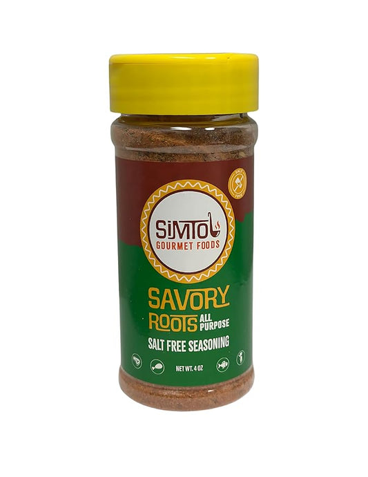 Simtol Foods Savory Roots All Purpose Salt Free Seasoning ??Premium Sodium-Free Seasoning Blend for Meat, Veggies, Soups & More ??Bold Flavor with No Salt ??All Natural, MSG-Free, Non-GMO, 5 oz