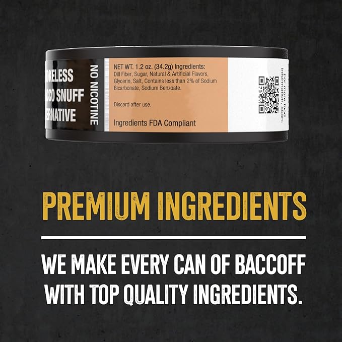 1 Can, BaccOff, Smooth Peach Long Cut, Sweet Tea Base with Tart Peach Undertones, Realistic Moist Alternative