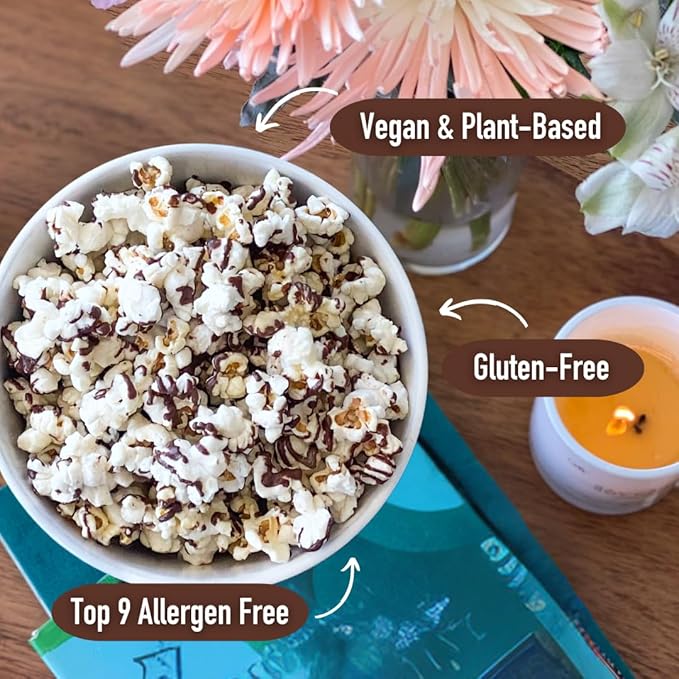 Safe + Fair Food Company Plant-Based Gourmet Chocolate Flavored Popcorn - Dark Chocolaty Drizzled Kettle Corn popcorn - Non-GMO + Gluten-Free Snacks,5.5oz,6 Pack