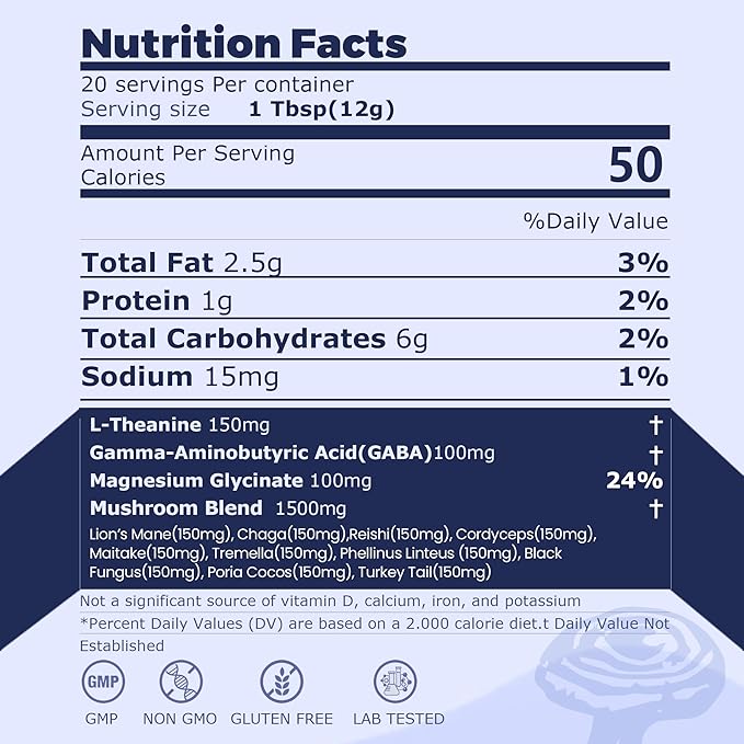 Mushroom Hot Chocolate for Calm & Relax | 10 Mushroom Blend with L-Theanine, GABA, Magnesium Glycinate, MCT & Ashwagandha | Vegan, Keto-Friendly, Gluten-Free | Cacao Powder | 8.5oz