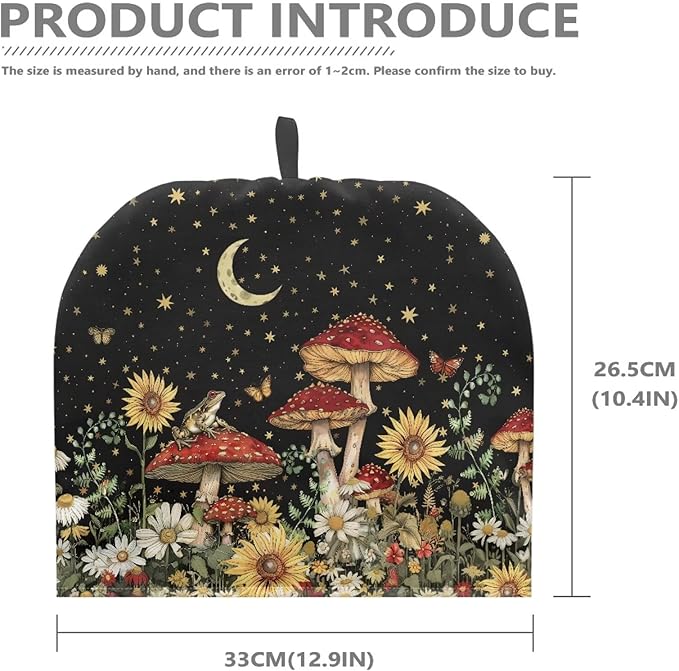 Mushrooms Moon Tea Cozy for Teapot Christmas Tea Cosy Dome Teapot Cover with Handle Dust Cover Kitchen Kettle Dust Cover Can Hung and Folded Decorative Kitchen for Easter竊뉰lack竊?"<div>