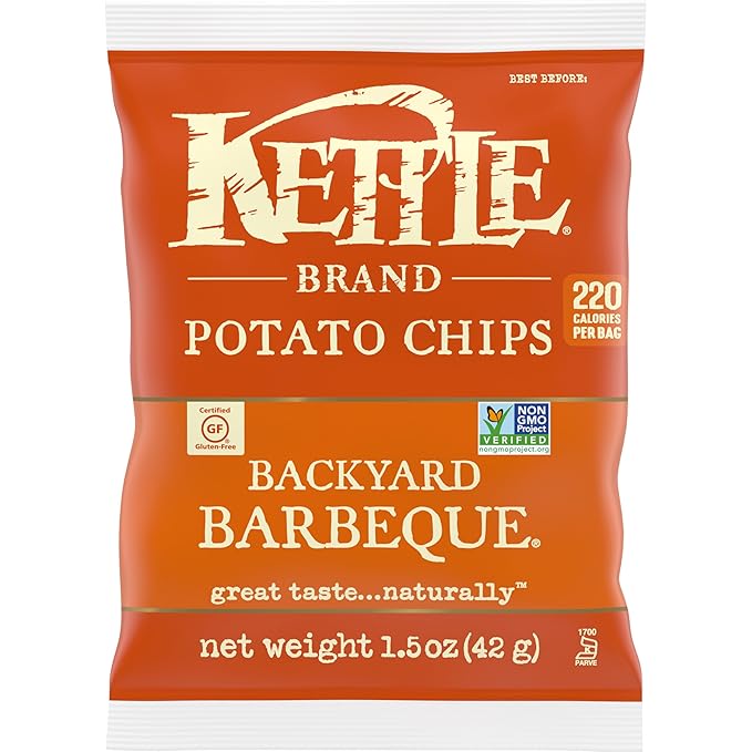 Kettle Brand Potato Chips, Backyard Barbeque Kettle Chips, Snack Bag, 1.5 Oz