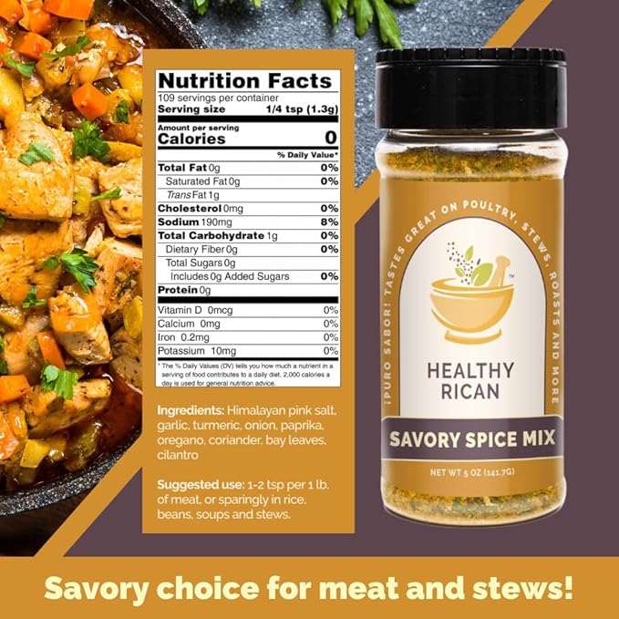 Healthy Rican Savory Chicken Mix Sazon and Sofrito Herb Seasoning for Meat Beef Vegetables Stews BBQ Non GMO No MSG Artificial Flavors Gluten Free Diabetes Sodium Keto Friendly Whole 30 Approved (Savory Chicken Mix Bundle)