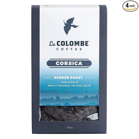 La Colombe Corsica Dark Roast Whole Bean Coffee - 12 Ounce, 4 Pack - Notes of Baker's Chocolate