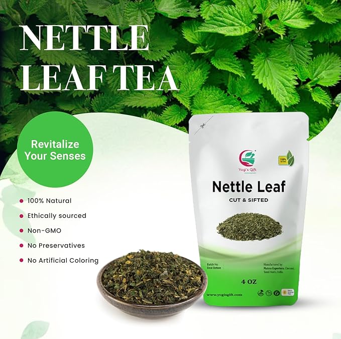 Nettle Leaves Dried 4 oz | Nettle Leaf Tea | Cut and Sifted | Stinging Nettle Herb Bulk | Non- Gmo, Ethically sourced | By Yogi's Gift짰