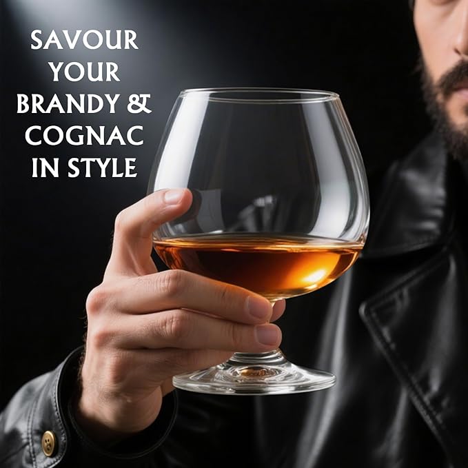 Physkoa 22 oz Large Brandy Snifter Glasses ??Set of 4 Short Stem Giant Brandy & Cognac Glasses for Bourbon, Scotch, Tequila, Rum, Beer & Spirits