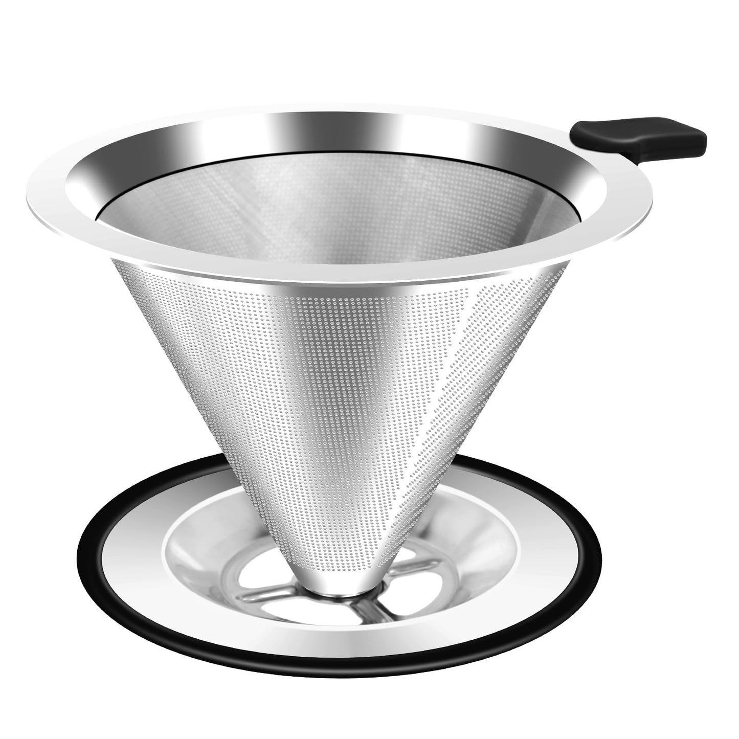 Pour Over Coffee Dripper, Stainless Steel Coffee Filter, Paperless Reusable Coffee Filter, Double