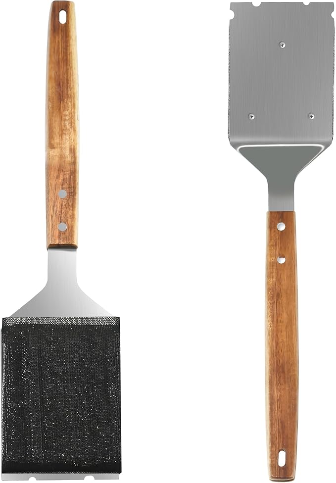 Bristle-Free BBQ Grill Brush & Scraper - Heavy Duty Barbecue Cleaner with Extended Handle??"<div>