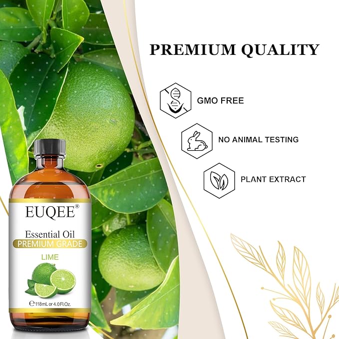 Lime Essential Oil 4fl oz Pure Lime Oil Essential Oil with Dropper for Diffusers, DIY Soap & Bath Bombs (118 ml)