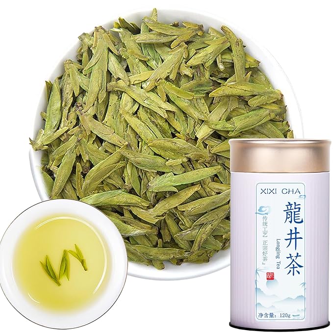 XIXICHA Longjing Tea New Tea Grade AAA Dragon Well Green Tea Loose Leaf Hangzhou Dragonwell Chinese Green Tea Fresh Bean Aroma 榕쇾?????š¤???롥뎺榕쇾????¹뤆 4.23oz/120g